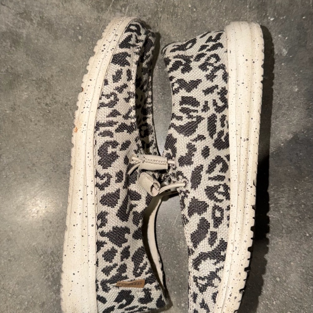 Hey Dude Women's Slip-On Sneakers in Black and White Leopard Print